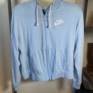 Nike Baby Blue Zip Hoodie with White Swoosh